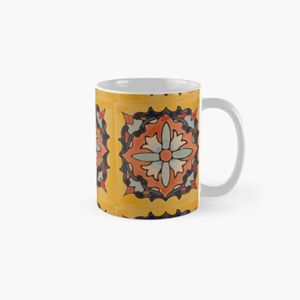 Vista previa del artículo con la obra «Flor ocre retro azulejo mexicano mosaico boho chic», diseñado y vendido por T-Mex.
