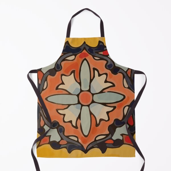 Artikelvorschau, Ockerfarbene Blume Retro mexikanisches Fliesenmosaik Boho Chic entworfen und verkauft von T-Mex.