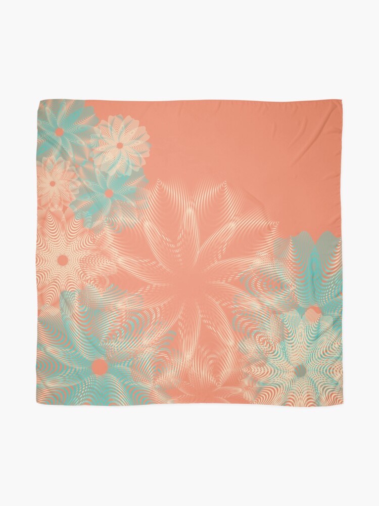 Alternate view of Abstract Teal and Coral Floral Scarf