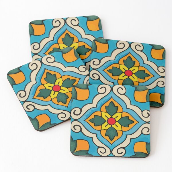 Item preview, Ornamental flower retro floral mexican tile designed and sold by T-Mex.