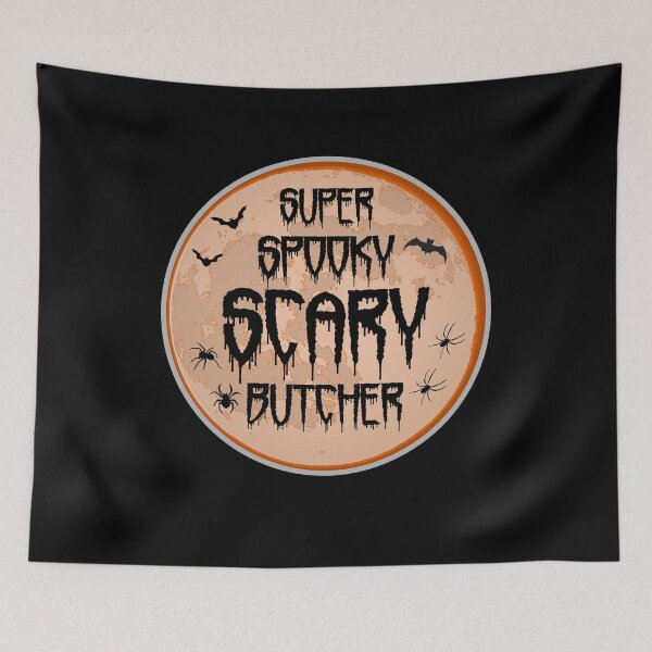 Item preview, Butcher Halloween Scary Spooky Humor Moon Bats Spiders designed and sold by artfulnotebook.