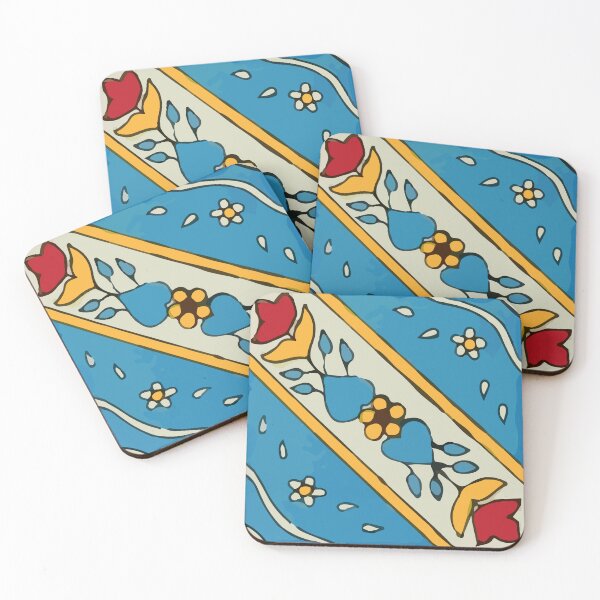 Artikelvorschau, Retro mexikanische Fliese des blauen Rebe-mit Blumenchic entworfen und verkauft von T-Mex.