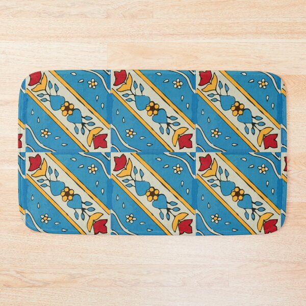 Artikelvorschau, Retro mexikanische Fliese des blauen Rebe-mit Blumenchic entworfen und verkauft von T-Mex.