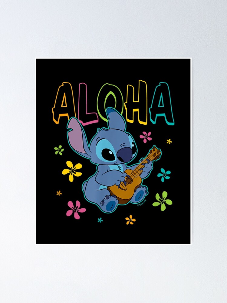 Ohana Guitar Flower Lilo and Stitch Disney Cartoon Wall Sticker