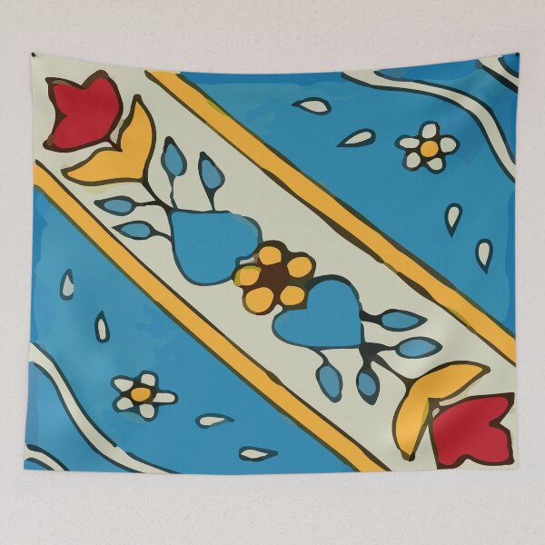 Artikelvorschau, Retro mexikanische Fliese des blauen Rebe-mit Blumenchic entworfen und verkauft von T-Mex.