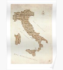 Italy Text Map Poster