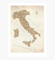Italien-Textkarte Fotodruck