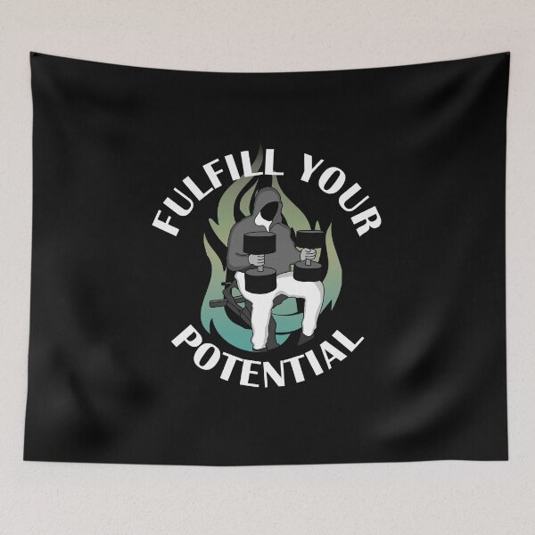 Item preview, Fulfill your potential dumbell press gym motivation  designed and sold by designsbyted.