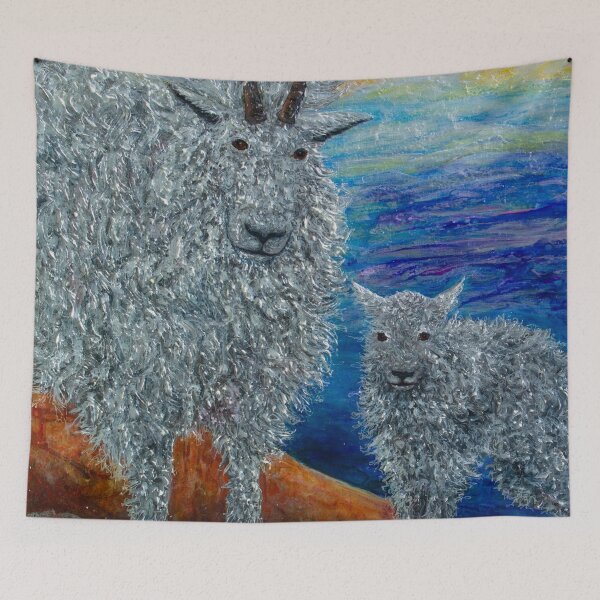 Item preview, An adorable Mountain Nanny and Her Kid Goats at Mile High Colorado Painting designed and sold by Rocky Mountain Artistry.