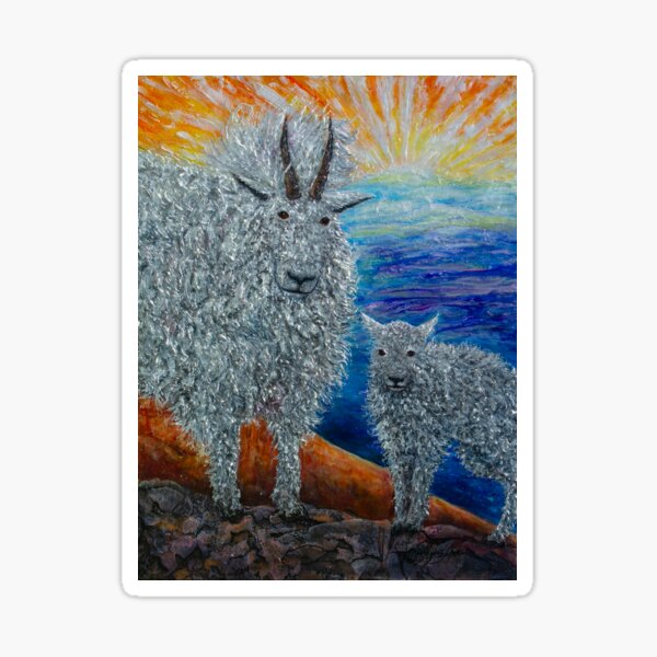 Item preview, An adorable Mountain Nanny and Her Kid Goats at Mile High Colorado Painting designed and sold by Rocky Mountain Artistry.
