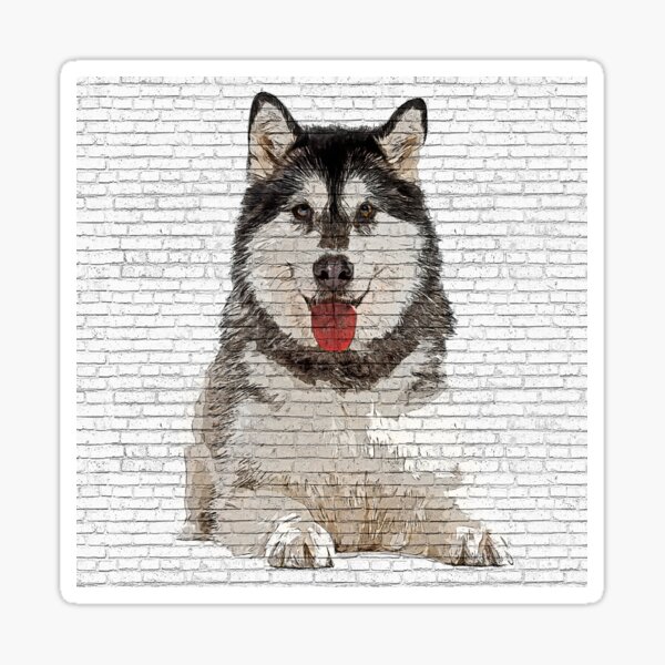 Savage and Cool, Alaskan Malamute Dog - Custom Pet Portrait Art Studio Sticker