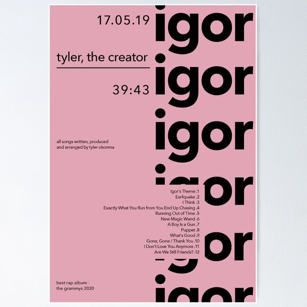 Tyler, the Creator 'IGOR' Album Art Tracklist Poster – The Indie