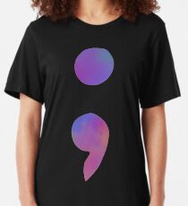 Semicolon Rainbow Slim Fit T-Shirt