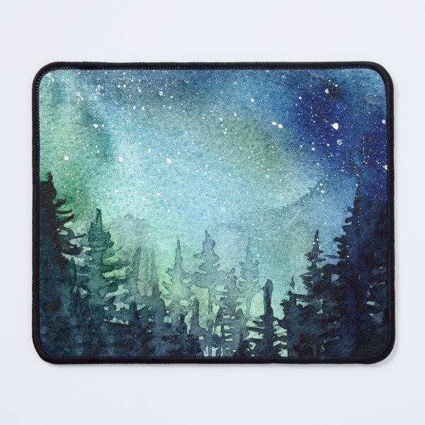 Item preview, Watercolor Galaxy Nebula Aurora Northern Lights Painting designed and sold by Olga Shvartsur.