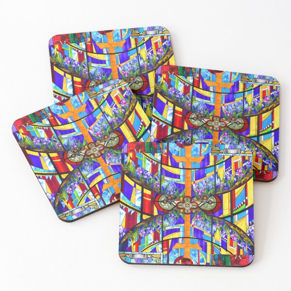 Item preview, Stained glass vibrant colored Christian church pet beds cat mats and pet blankets designed and sold by Oh-Marsha.