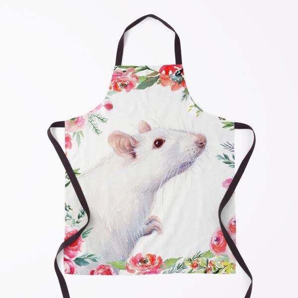 Item preview, White Rat and Red Flowers Watercolor Floral Animal designed and sold by Olga Shvartsur.