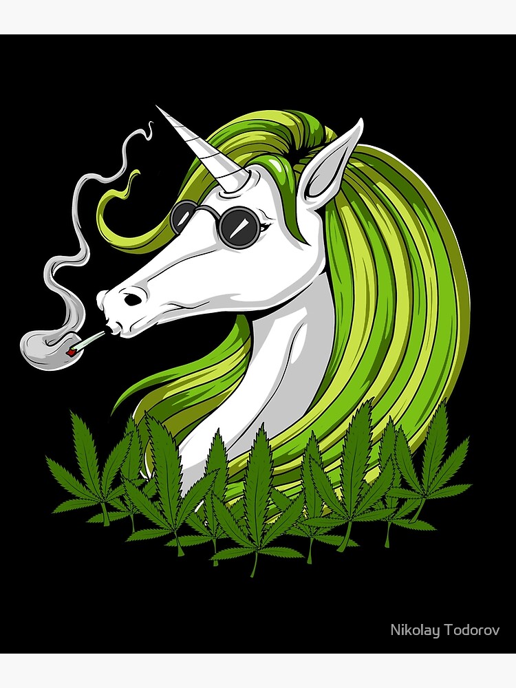 Disover Unicorn Smoking Weed Premium Matte Vertical Poster