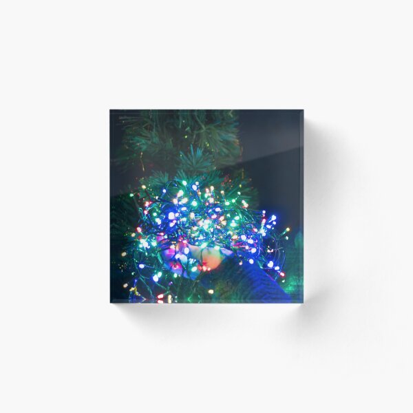 Colourful Christmas Lights. Acrylic Block