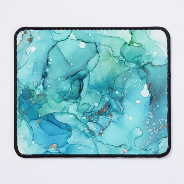 Item preview, Mermaid Tears - Teal Chrome Abstract Ink Painting designed and sold by Olga Shvartsur.