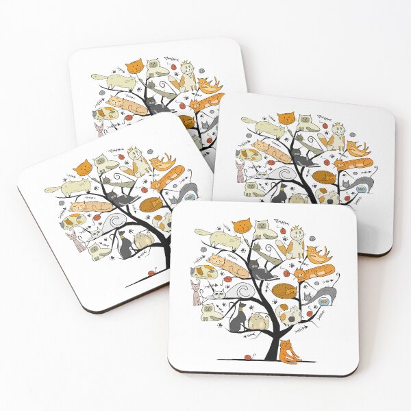 Item preview, Collection of cats characters of different breeds on tree designed and sold by Kudryashka.