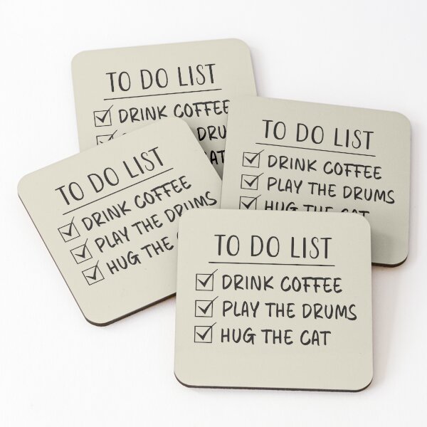 Item preview, Drink Coffee, Play Drums & Hug The Cat - To Do List designed and sold by Primroaddesigns.