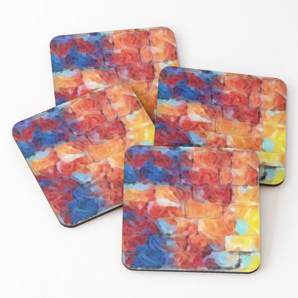 Item preview, smoothly painted brick wall in blue yellow and red shades designed and sold by mister-john.
