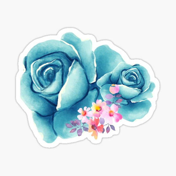 Blue Rose floral design Sticker