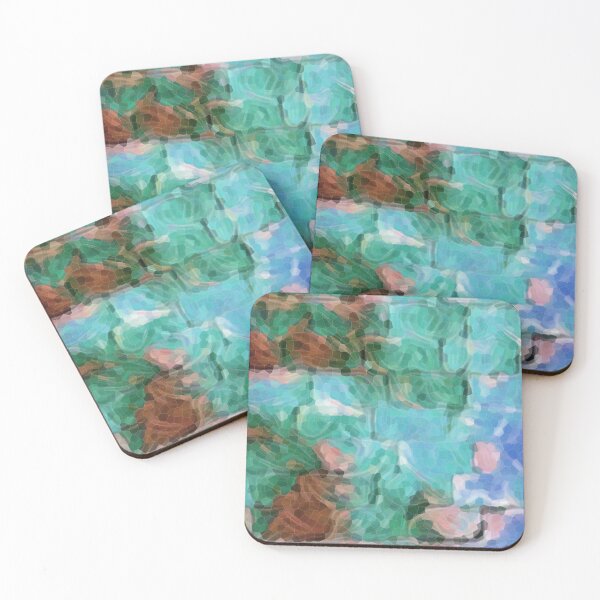 Item preview, uniquely painted brick wall in blue green brown and beige shades designed and sold by mister-john.