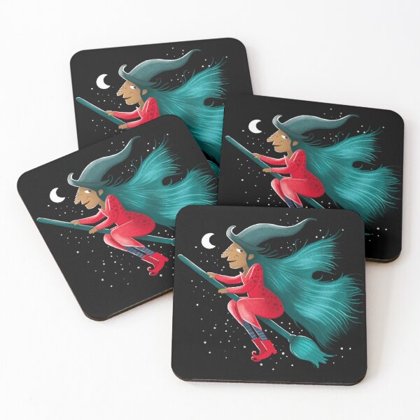 Item preview, The Red witch flying on a broomstick designed and sold by jasmineberry.