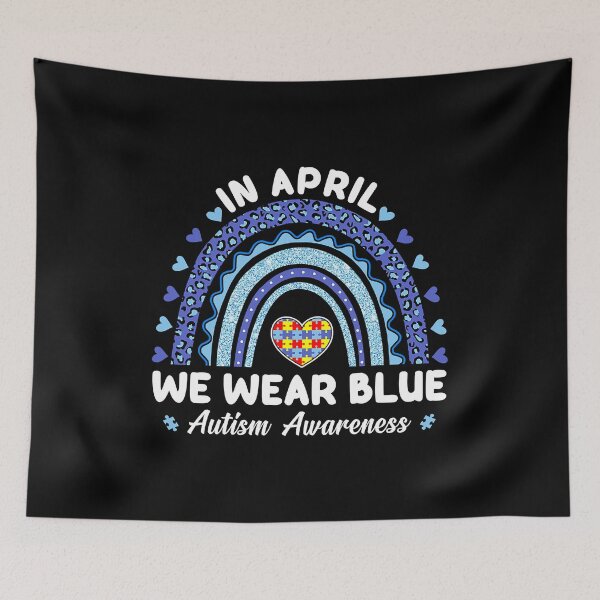 Item preview, In April We Wear Blue for Autism Awareness Rainbow Puzzle designed and sold by HaaChris-Artis.