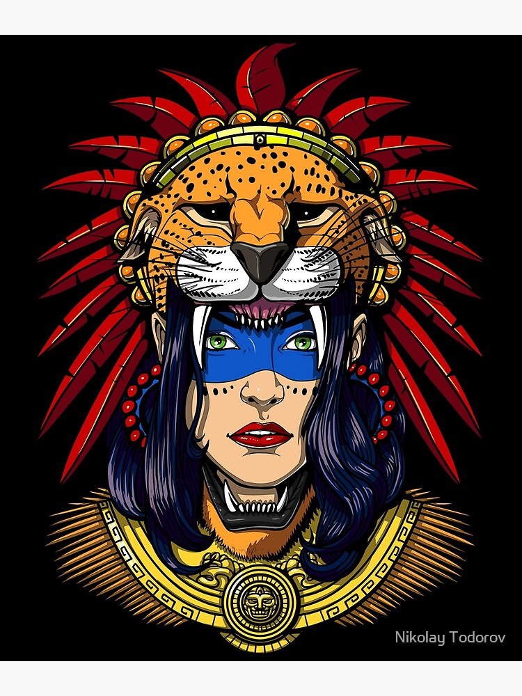 Disover Aztec Jaguar Warrior Premium Matte Vertical Poster