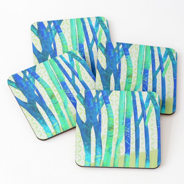 Aperçu de l'œuvre arbres abstraits bleu et vert créée et vendue par handmadehipsters.