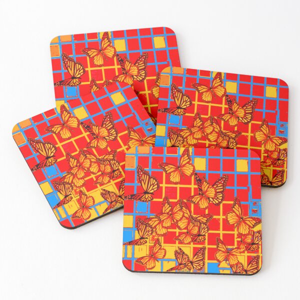 Item preview,   MODERN SUNFLOWER MONARCHS BUTTERFLIES   PATTERNS RED ART designed and sold by sharlesart.