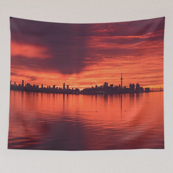 Item preview, Shadows of Clouds - Resplendent Sunup Behind Toronto Distinctive Skyline designed and sold by Georgia Mizuleva.