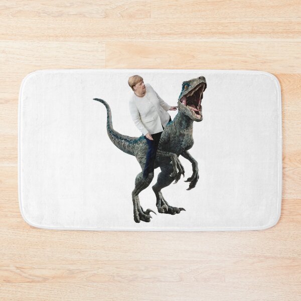 Item preview, Angela Merkel riding a velociraptor designed and sold by LiLacBoutiquet.