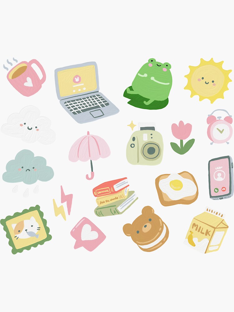 Cute pastel variety sticker pack Sticker for Sale by swaygirls