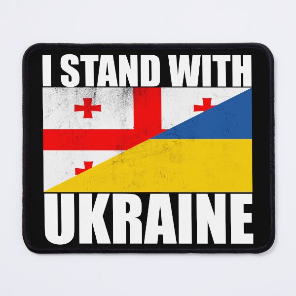 Item preview, Georgians Stands With Ukraine - Vintage Flags and White Text designed and sold by ForUkraine2022.