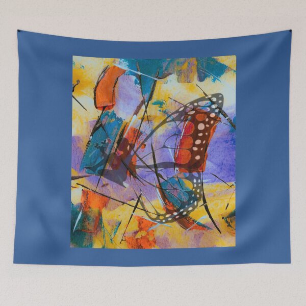 Item preview, A girl with butterfly wings in a multicoloured painted background  designed and sold by Arteartz.