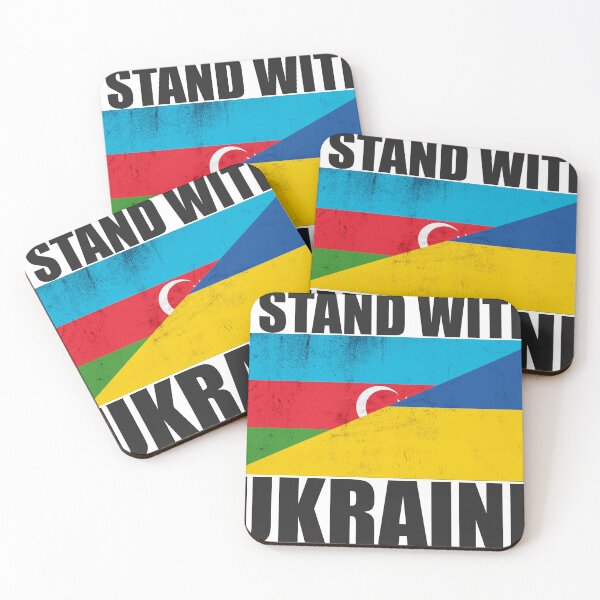 Item preview, Azerbaijan Stands With Ukraine - Vintage Flags and Black Text designed and sold by ForUkraine2022.