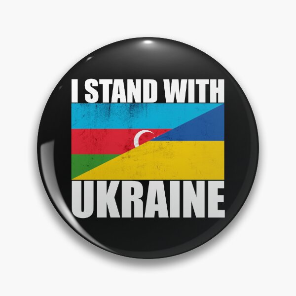 Item preview, Azerbaijan Stands With Ukraine - Vintage Flags and White Text designed and sold by ForUkraine2022.
