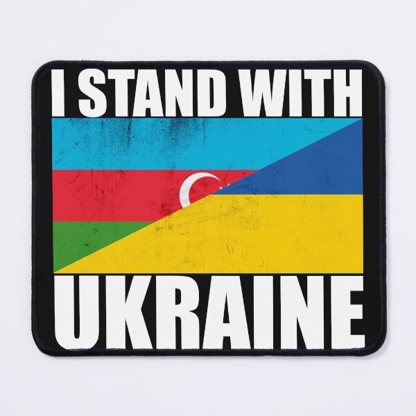 Item preview, Azerbaijan Stands With Ukraine - Vintage Flags and White Text designed and sold by ForUkraine2022.