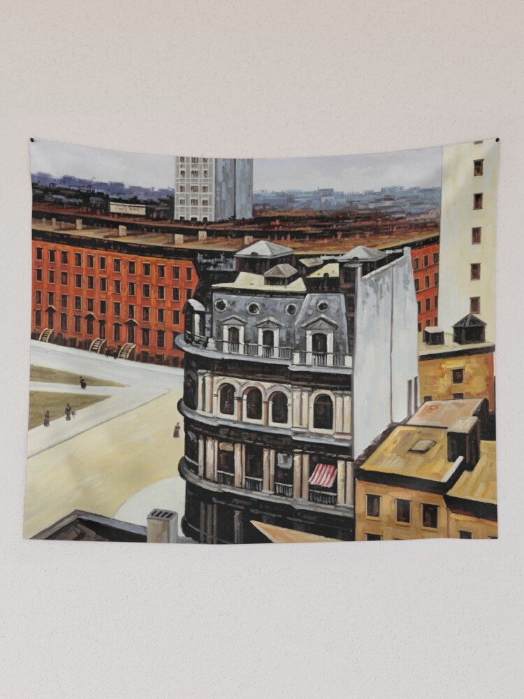 The city art by Edward hopper classic famous poster | Tapestry