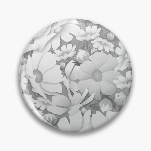 Artikelvorschau, Tossed Cosmos White and Grey on Grey Half-Drop Repeat 5748 entworfen und verkauft von Art in My Loft.