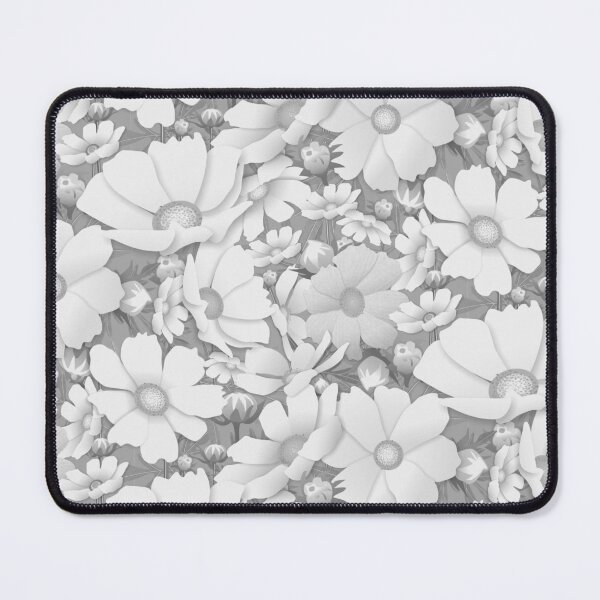 Artikelvorschau, Tossed Cosmos White and Grey on Grey Half-Drop Repeat 5748 entworfen und verkauft von Art in My Loft.