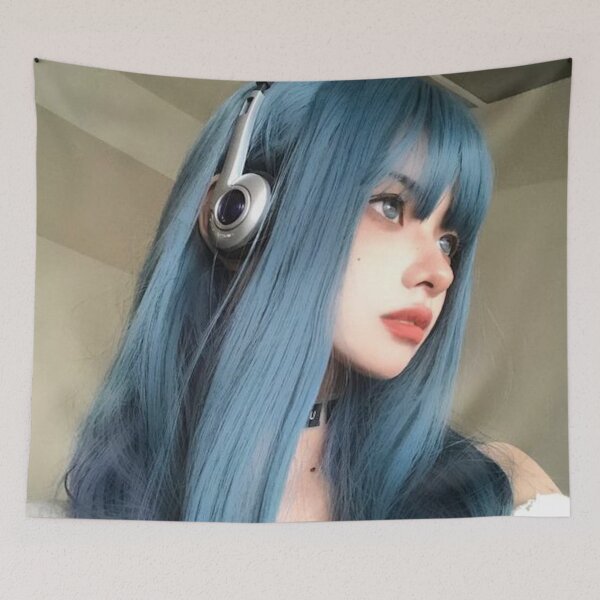 Item preview, Blue world and headphones designed and sold by emoartwork.