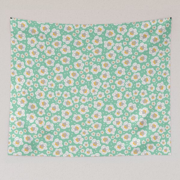 Item preview, Ditsy Daisies on Aqua Background designed and sold by Ilana Ewing Designs.