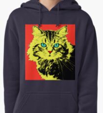 POP ART CAT - YELLOW RED Pullover Hoodie