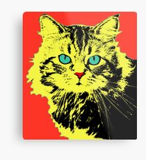 POP ART CAT - YELLOW RED Metal Print