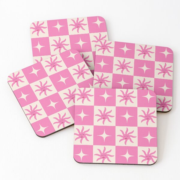 Item preview, Checkered pink boho sun and stars pattern designed and sold by Yasminepatterns .