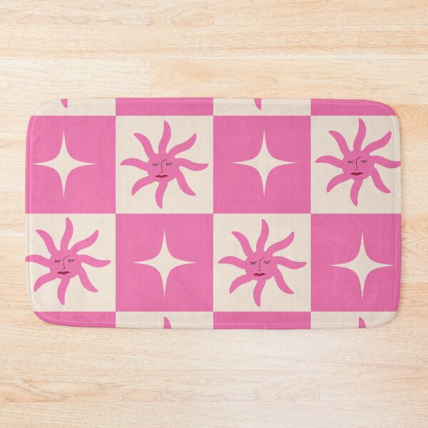 Item preview, Checkered pink boho sun and stars pattern designed and sold by Yasminepatterns .